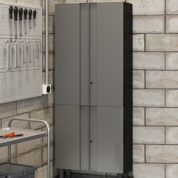 Armário Multiuso em Aço Multibox 4 Portas Cinza/Preto - Telasul