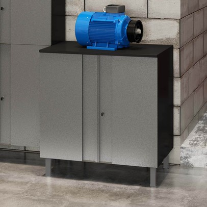 Armário Multiuso em Aço Multibox 2 Portas Cinza/Preto - Telasul