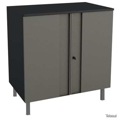 Armário Multiuso em Aço Multibox 2 Portas Cinza/Preto - Telasul