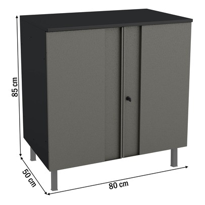 Armário Multiuso em Aço Multibox 2 Portas Cinza/Preto - Telasul