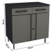 Armário de Cozinha em Aço Multibox 2 Portas 2 Gavetas Cinza/Preto - Telasul