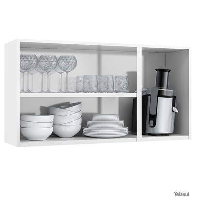 Armário Aéreo de Cozinha em Aço Star New 3 Portas com Vidro Branco - Telasul