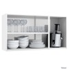 Armário Aéreo de Cozinha em Aço Star New 3 Portas com Vidro Branco/Preto - Telasul