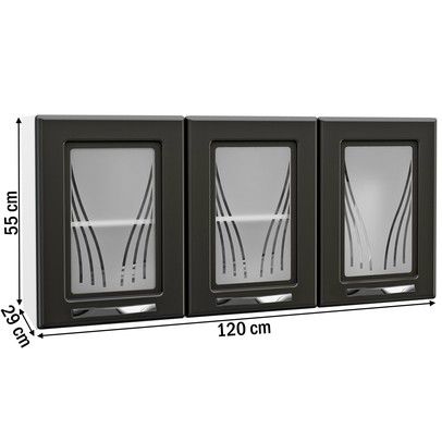 Armário Aéreo de Cozinha em Aço Star New 3 Portas com Vidro Branco/Preto - Telasul