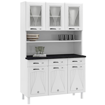 Cozinha de Aço Compacta Star New 6 Portas 3 Gavetas com Vidro Branco - Telasul