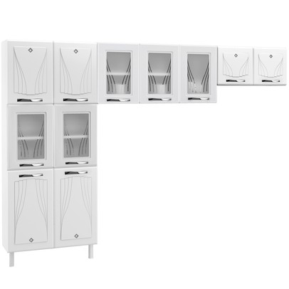 Cozinha Compacta Star New 11 Portas com Vidro Branco - Telasul