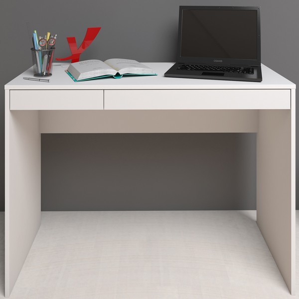 Mesa Escrivaninha College Ii 2 Gavetas Branco - Artany