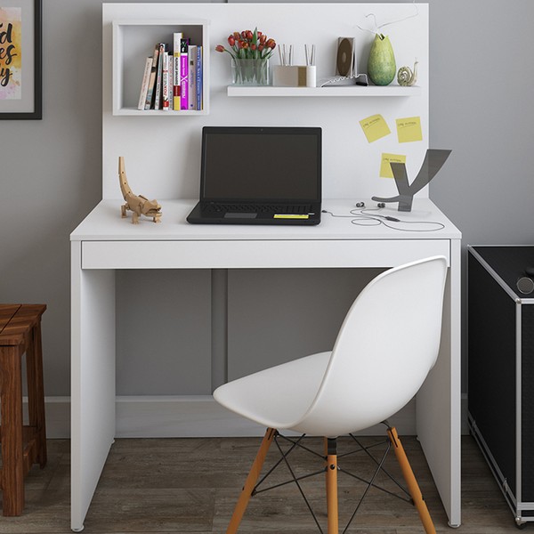 Mesa Escrivaninha First 1 Gaveta Branco - Artany