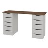 Mesa para Escritório Due 10 Gavetas Nogal/Branco - Artany Móveis