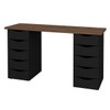 Mesa para Escritório Due 10 Gavetas Nogal/Preto - Artany Móveis
