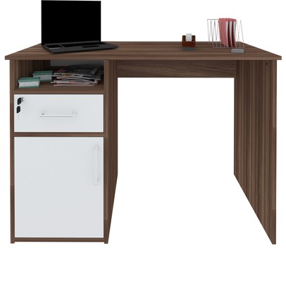 Mesa Escrivaninha Hall 1 Porta 1 Gaveta Ipê/Branco - Artany