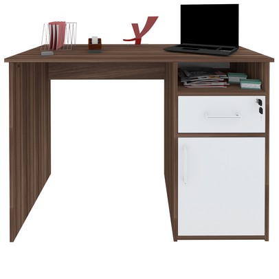 Mesa Escrivaninha Hall 1 Porta 1 Gaveta Ipê/Branco - Artany