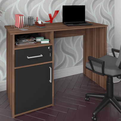 Mesa Escrivaninha Hall 1 Porta 1 Gaveta Ipê/Preto - Artany