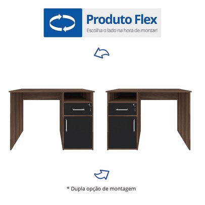 Mesa Escrivaninha Hall 1 Porta 1 Gaveta Ipê/Preto - Artany