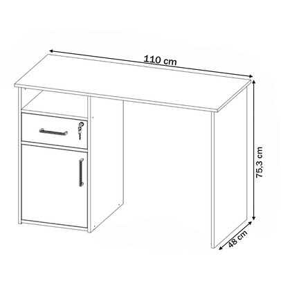 Mesa Escrivaninha Hall 1 Porta 1 Gaveta Ipê/Preto - Artany