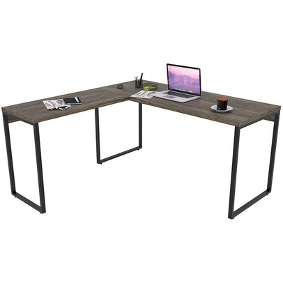 Mesa para Escritório Angular Kuadra Carvalho Dark - Compace