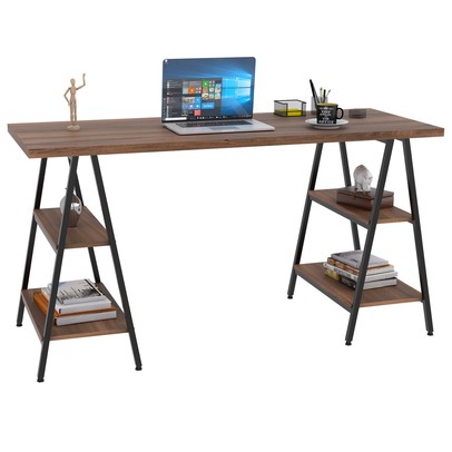 Mesa para Escritório Kuadra 4 Prateleiras Nogal - Compace