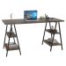 Mesa para Escritório Kuadra 4 Prateleiras Carvalho Dark - Compace