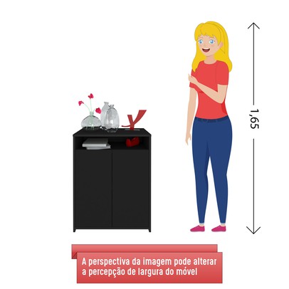 Armário para Escritório Cool 2 Portas Preto - Artany