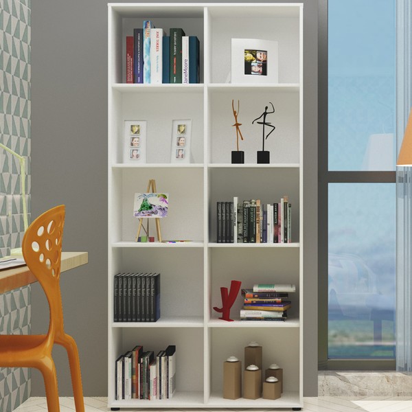 Estante para Livros Clean 8 Prateleiras Branco - Artany
