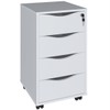 Gaveteiro com Rodízios Bit 4 Gavetas com Chave Branco - Artany