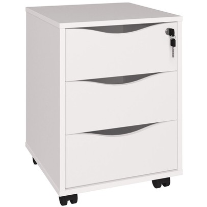 Gaveteiro com Rodízios Face 3 Gavetas com Chave Branco - Artany