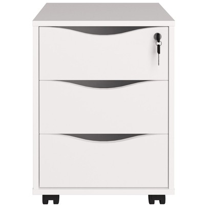 Gaveteiro com Rodízios Face 3 Gavetas com Chave Branco - Artany