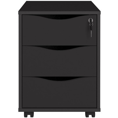 Gaveteiro com Rodízios Face 3 Gavetas Preto com Chave - Artany