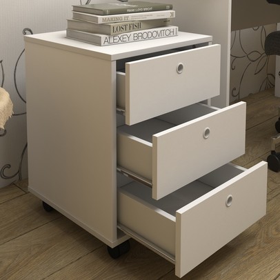 Gaveteiro com Rodízios New 3 Gavetas Branco - Artany