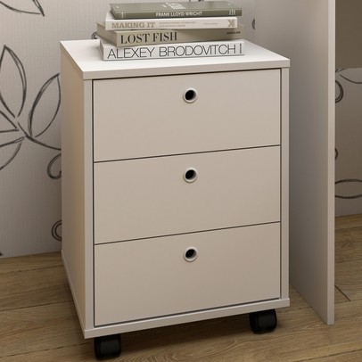 Gaveteiro com Rodízios New 3 Gavetas Branco - Artany