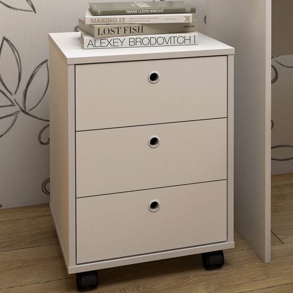 Gaveteiro com Rodízios New 3 Gavetas Branco - Artany