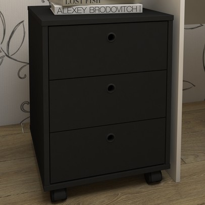 Gaveteiro com Rodízios New 3 Gavetas Preto - Artany