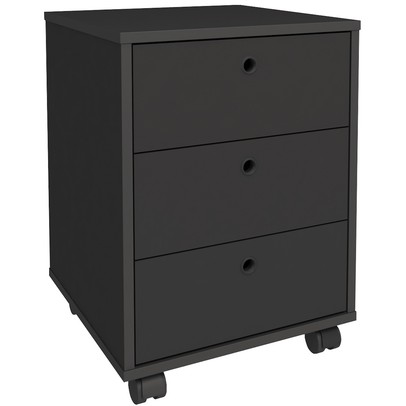 Gaveteiro com Rodízios New 3 Gavetas Preto - Artany
