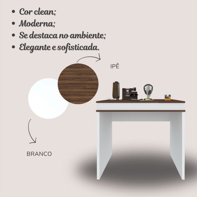 Mesa Escrivaninha Mind 2 Portas Ipê/Branco - Artany