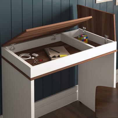 Mesa Escrivaninha Mind 2 Portas Ipê/Branco - Artany