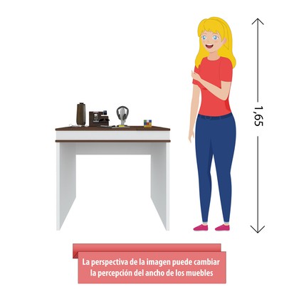 Mesa Escrivaninha Mind 2 Portas Ipê/Branco - Artany