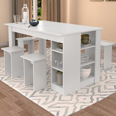 Bancada de Cozinha 4 Lugares Branco B21 - Nova Mobile