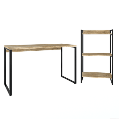 Escritório Completo Appear Mesa e Estante Marrom/Preto - Pnr Móveis