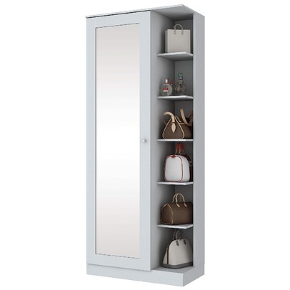 Sapateira Jhully 1 Porta com Espelho Branco Hp - Bci Móveis