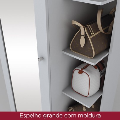 Sapateira Jhully 1 Porta com Espelho Branco Hp - Bci Móveis