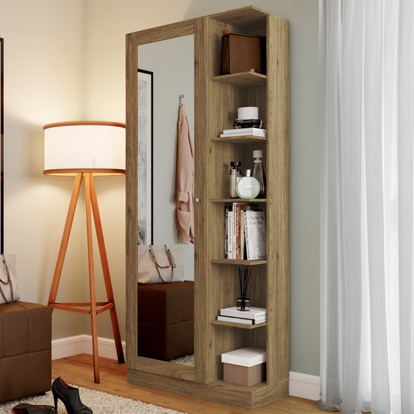 Sapateira Jhully 1 Porta com Espelho Rústico - Bci Móveis