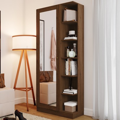 Sapateira Jhully 1 Porta com Espelho Castanho Hp - Bci Móveis