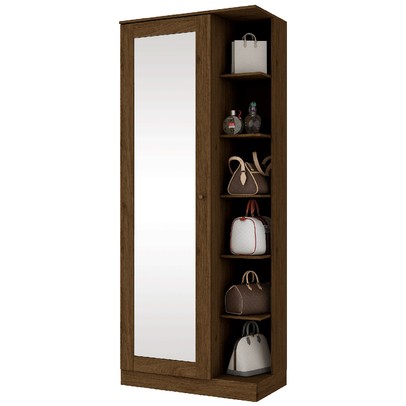 Sapateira Jhully 1 Porta com Espelho Castanho Hp - Bci Móveis
