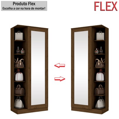 Sapateira Jhully 1 Porta com Espelho Castanho Hp - Bci Móveis