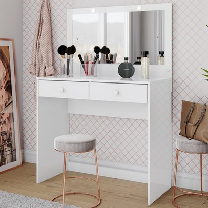 Penteadeira Tiffany 2 Gavetas Branco - Bci Móveis