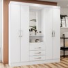 Guarda-Roupa Casal Catedral 4 Portas 3 Gavetas Flex Branco/Rosa - Bci Móveis