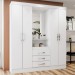 Guarda-Roupa Casal Catedral 4 Portas 3 Gavetas Flex Branco/Rosa - Bci Móveis