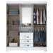 Guarda-Roupa Casal Catedral 4 Portas 3 Gavetas Flex Branco/Rosa - Bci Móveis