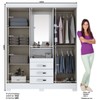 Guarda-Roupa Casal Catedral 4 Portas 3 Gavetas Flex Branco/Rosa - Bci Móveis