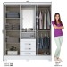 Guarda-Roupa Casal Catedral 4 Portas 3 Gavetas Flex Branco/Rosa - Bci Móveis
